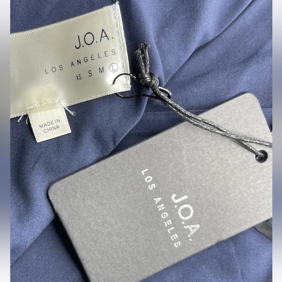 J.O.A. Sunny Sensation Navy Blue Striped Off-the-Shoulder Romper - Picture 5 of 7